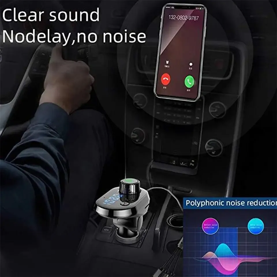 Q15 Car Handsfree Wireless Bluetooth 5.0 Kit FM Transmitter Car LCD Display MP3 Player USB Charger FM Modulator Car Accessories