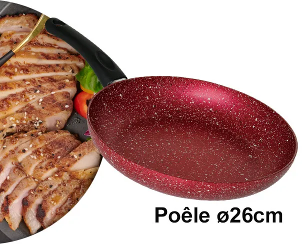 Batterie de cuisine Cook'art 14 pièces - Granite - Rouge