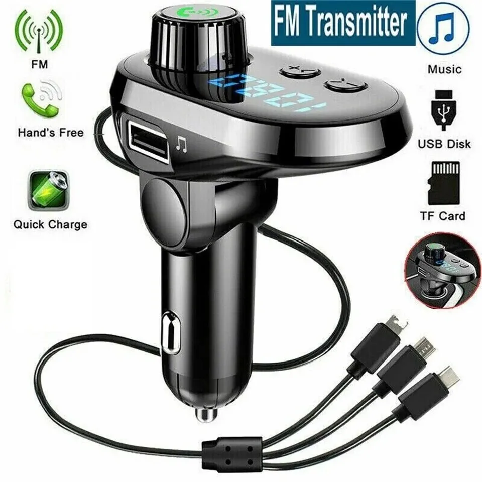 Q15 Car Handsfree Wireless Bluetooth 5.0 Kit FM Transmitter Car LCD Display MP3 Player USB Charger FM Modulator Car Accessories