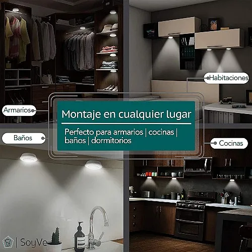 Lot de 3 Spots Led Sans Fil avec Télécommande