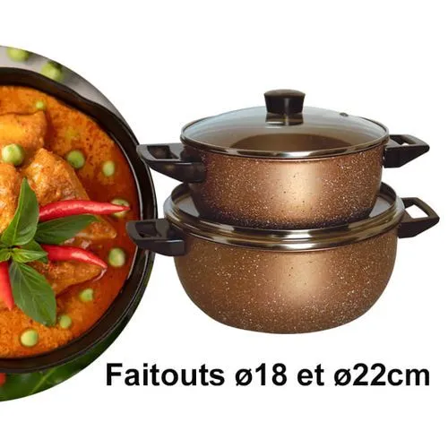 Batterie de cuisine Cook'art 15 pièces - Granite - Gold