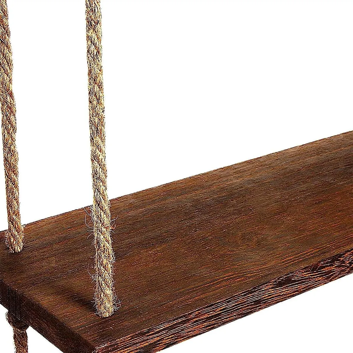 Étagère DOUBLE murale suspendue en bois rustique avec corde