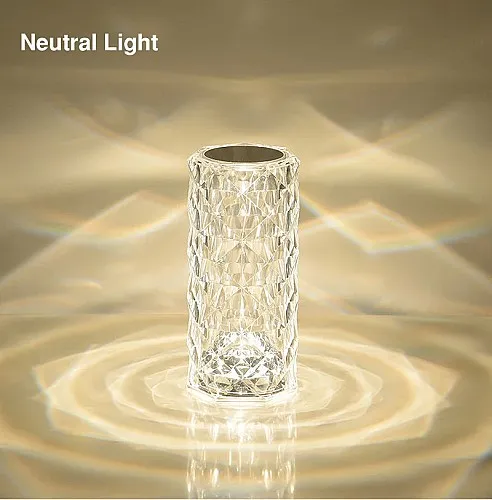 Led Crystal Table Lamp Rose Light Projector 3/16 Colors Touch Control RGB