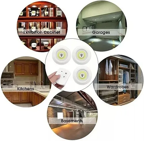 Lot de 3 Spots Led Sans Fil avec Télécommande