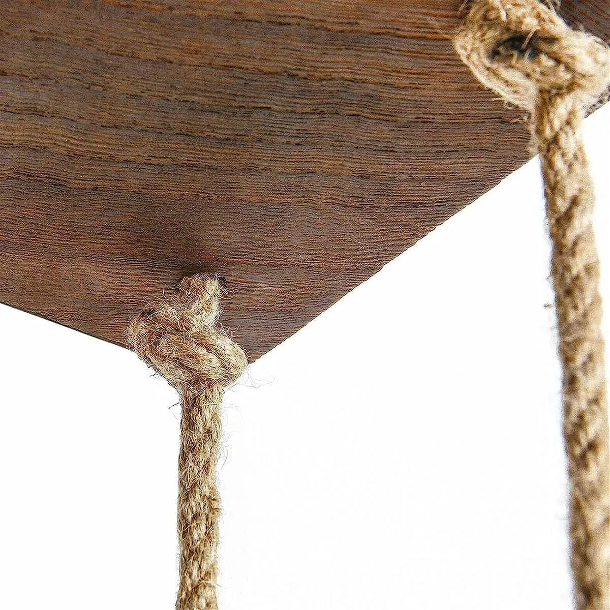 Étagère DOUBLE murale suspendue en bois rustique avec corde