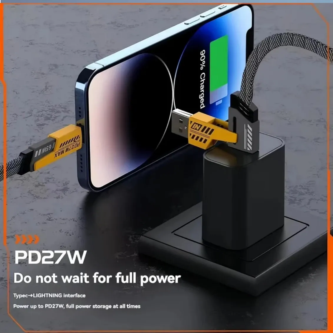 Cable de chargement 4en1 Ultra Rapid 65 +27 W Max