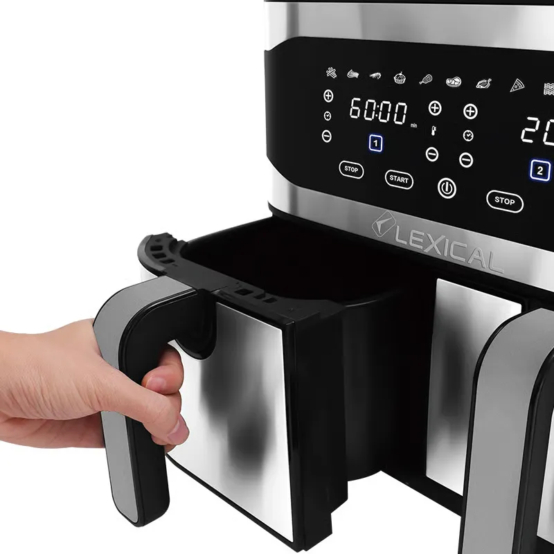 Friteuse à air Lexical LAF-3081 – 9L - 2100W - Double Bacs - Écran Tactile - Inox