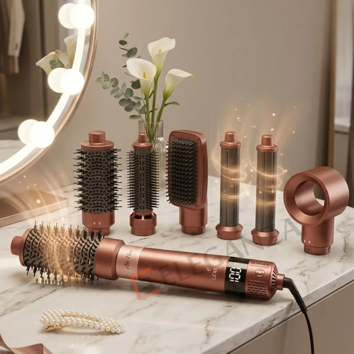 Sèche Cheveux Styler 6 en 1 Lexical LAS-5255-4 - 1300W - Rouge