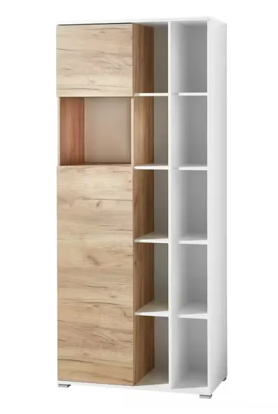 Pack bureau d’angle avec tiroirs et bibliothèque assortie