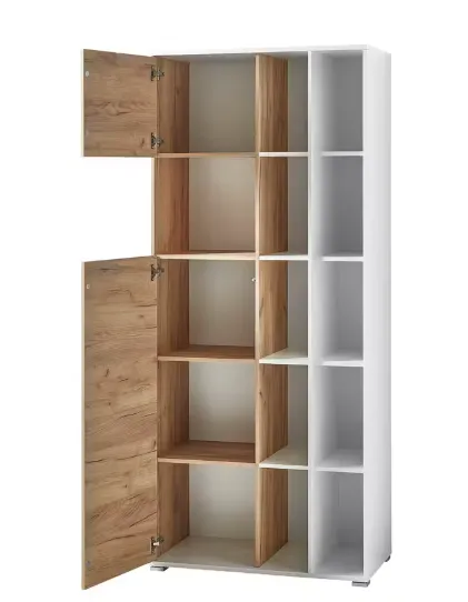 Pack bureau d’angle avec tiroirs et bibliothèque assortie