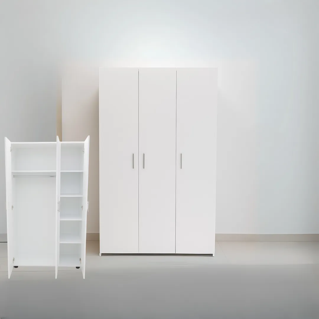 Dressing Penderie Blanc 3 Portes Compact – Rangement Chambre Fonctionnel