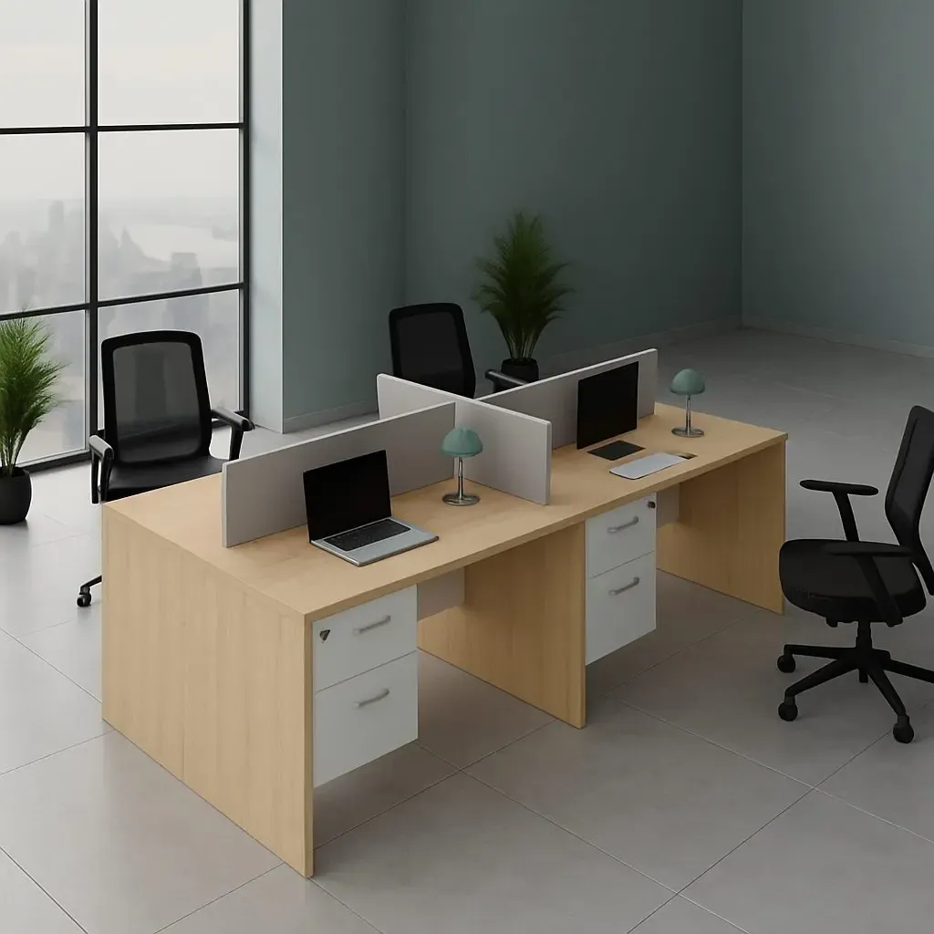 Bureau double moderne en bois claire