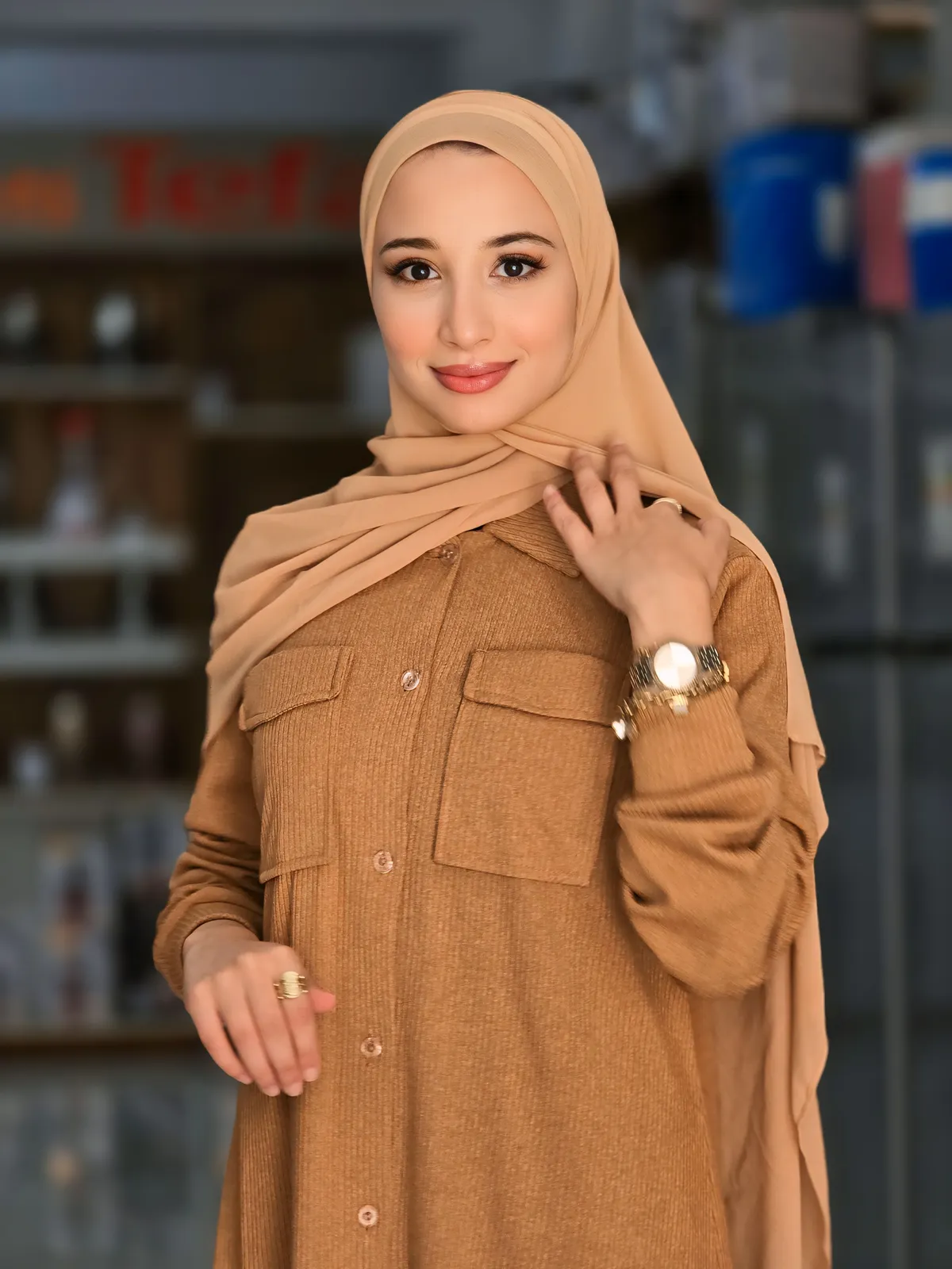 Hijeb Chiffon Beige miel