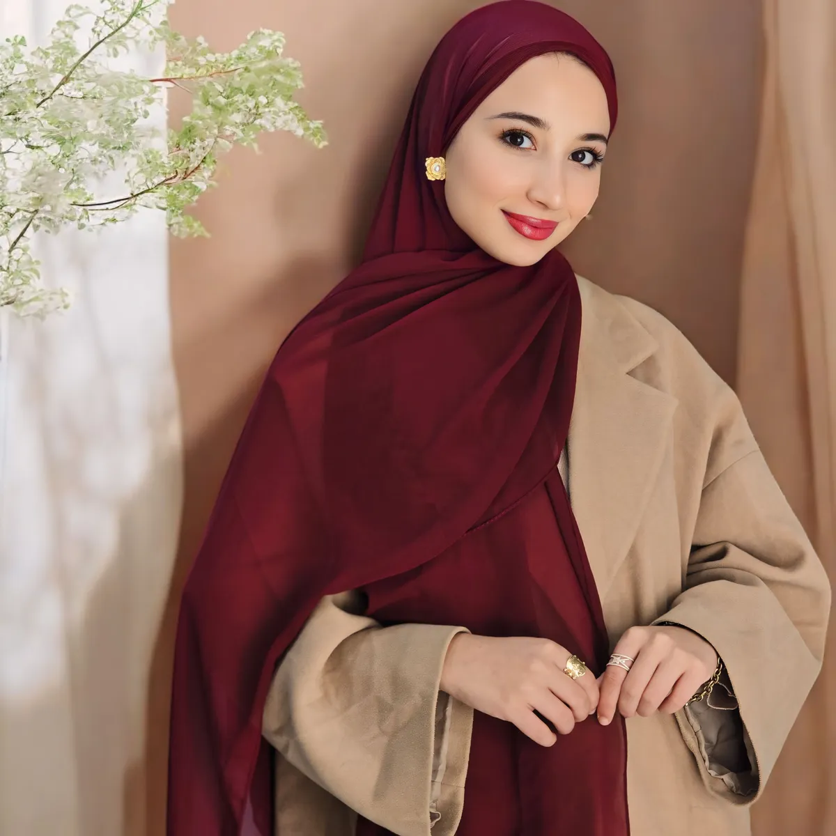 Hijeb Chiffon Rouge Bordeaux - Red Wine