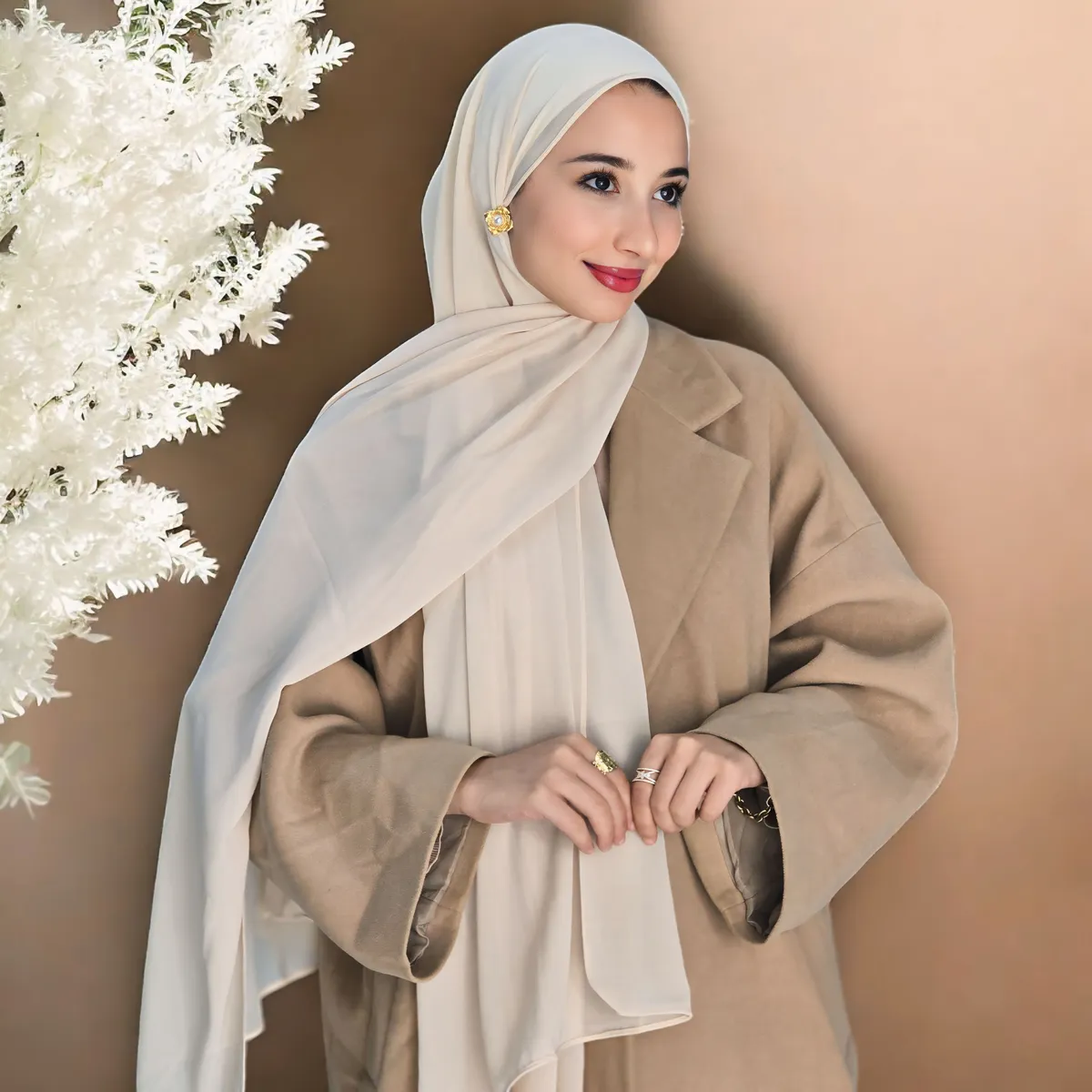 Hijeb Chiffon Lait d’Amande - Blanc cassé