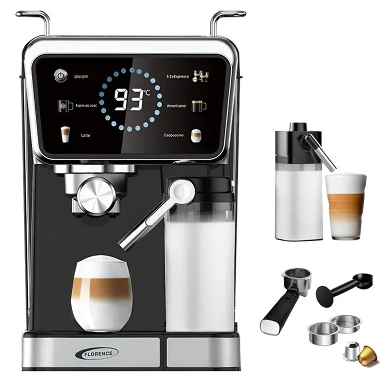 Machine à Café Florence HK429 - Expresso et Nespresso - 1350 Watts - 1,5 Litres - Support capsules cadeau