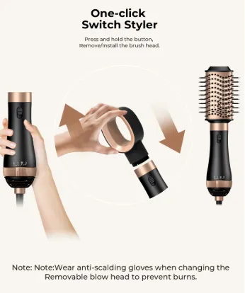 Brosse Soufflante 4en1 Lexical LAS-5204 - Séchage , lissage , Boucles & Volume