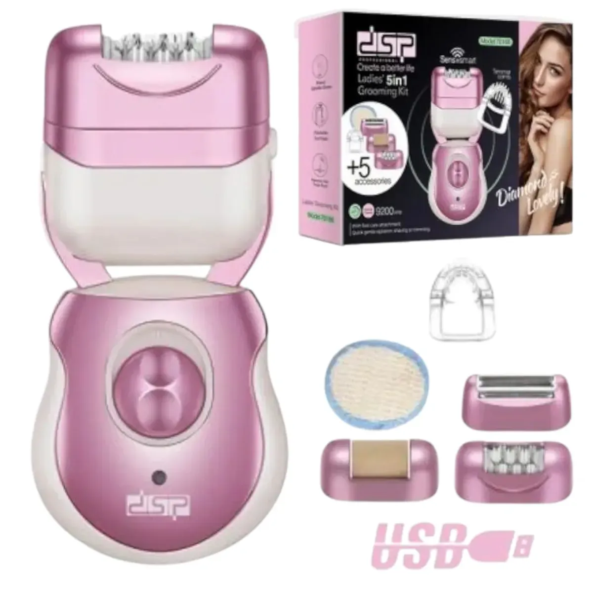 Appareil d’Épilation 5en1 pour femme DSP 70166 - 9200 RPM