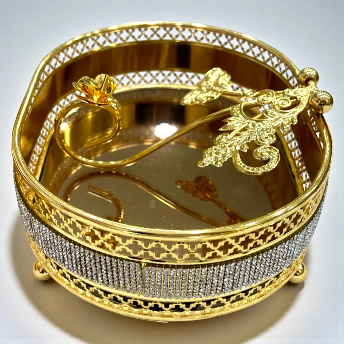 Porte Papiers Rond Doré avec Cristaux PR-02