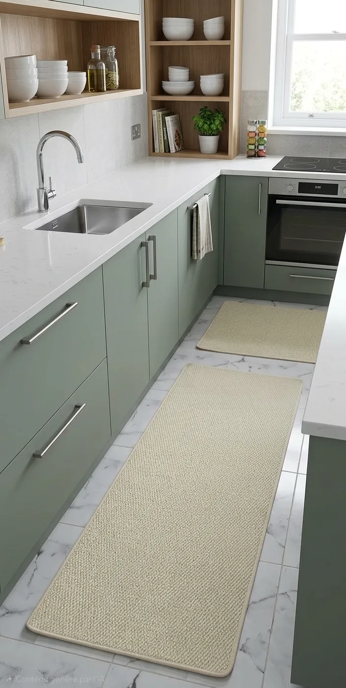 2 Tapis Cuisine Blanc Cassé