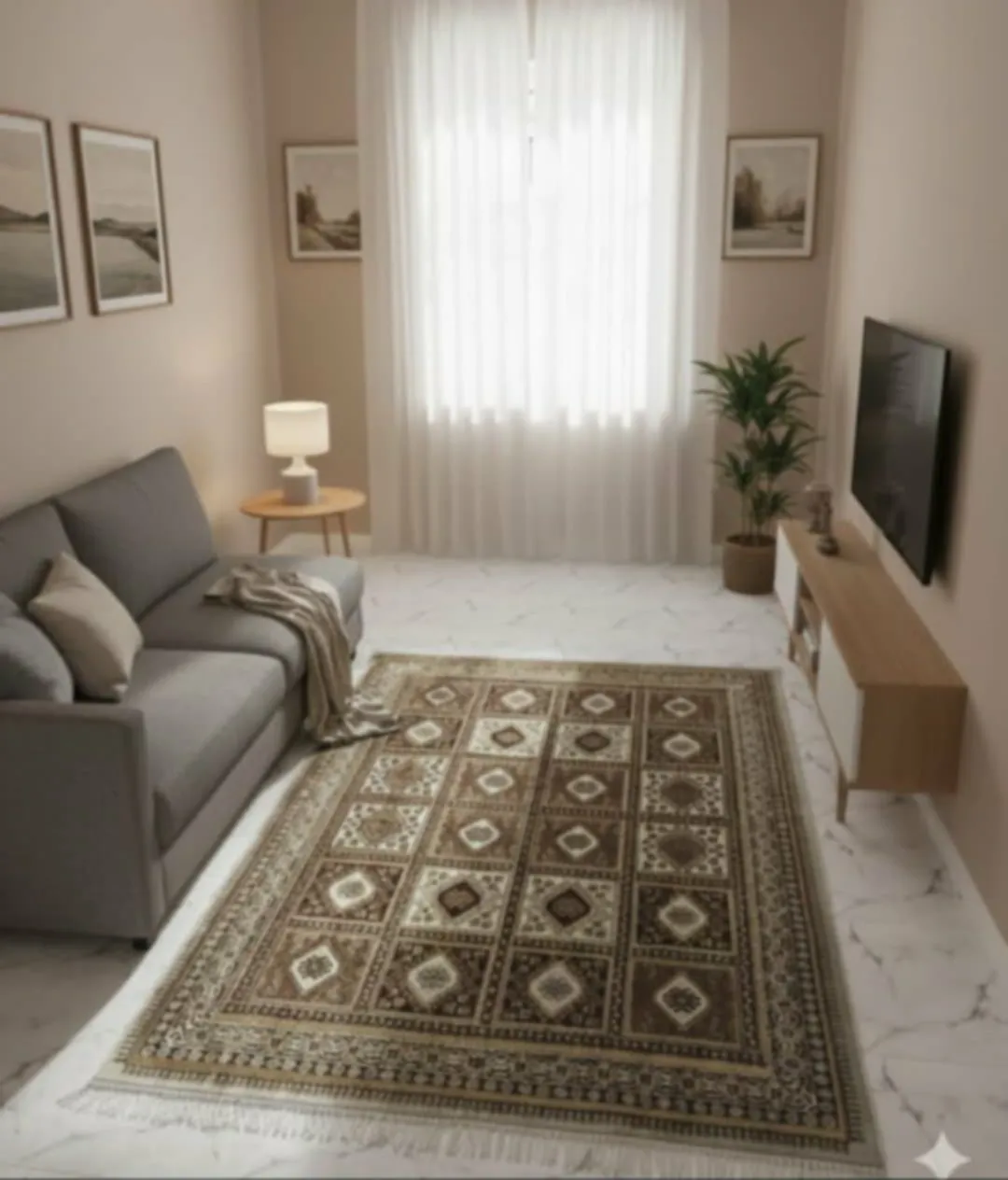 Margoum traditionnel 2m*3m - Beige et Marron carouet