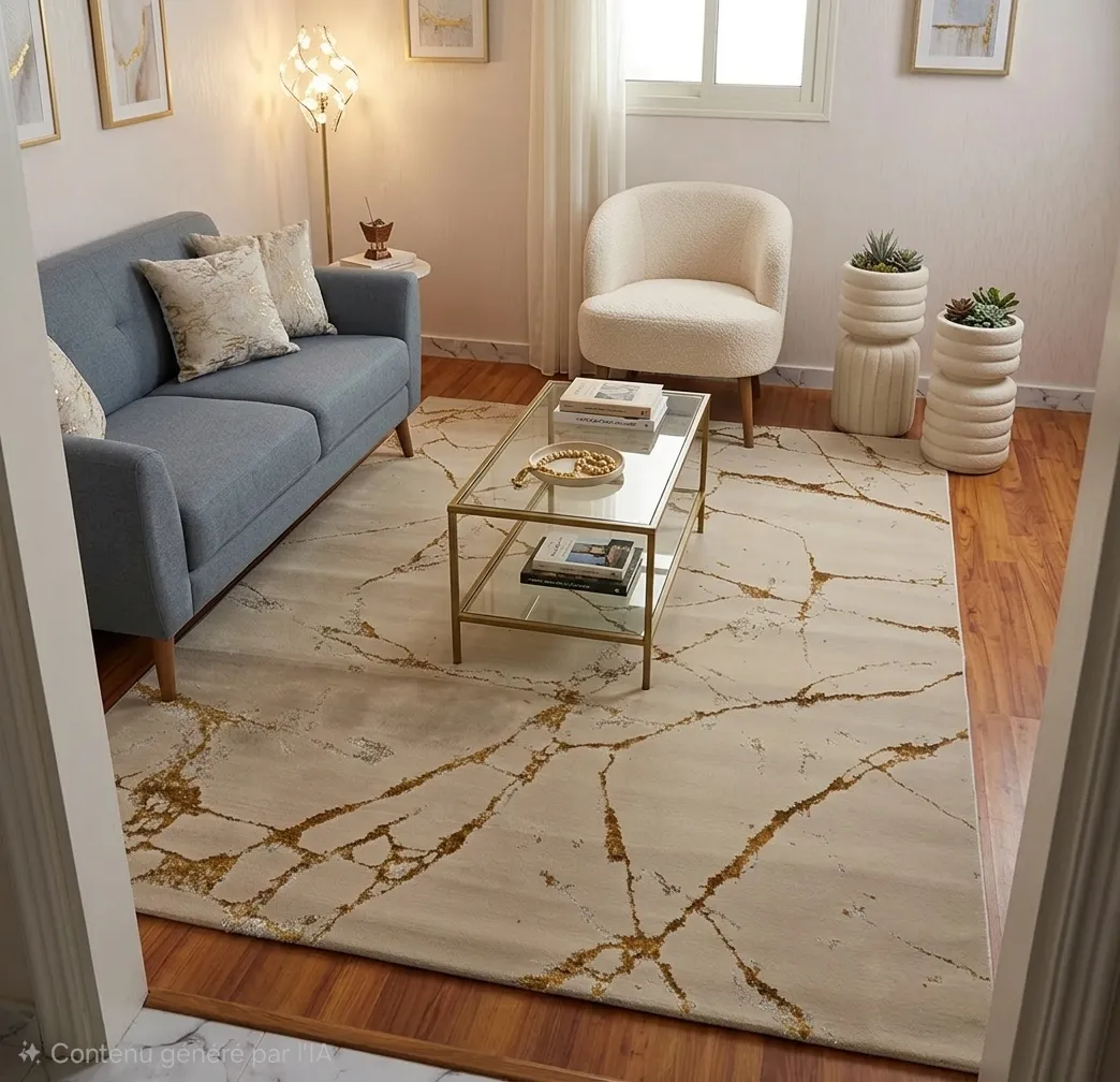 Zarbia Salon marbré la Fiesta 160/2.10m  Doré