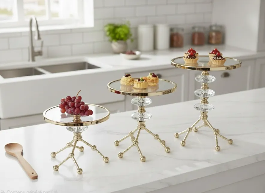 Set de 3 Plateaux Décoratifs Dorés