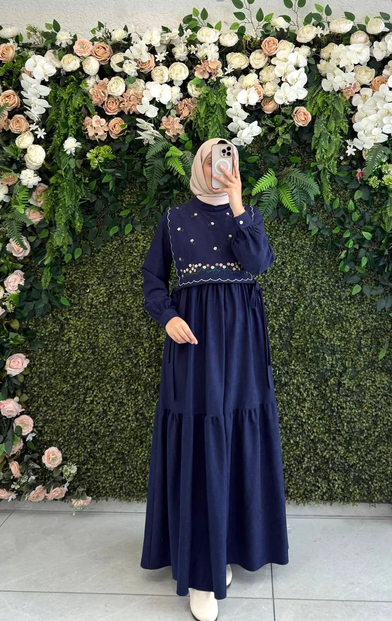 Robe faux daim bleu marine