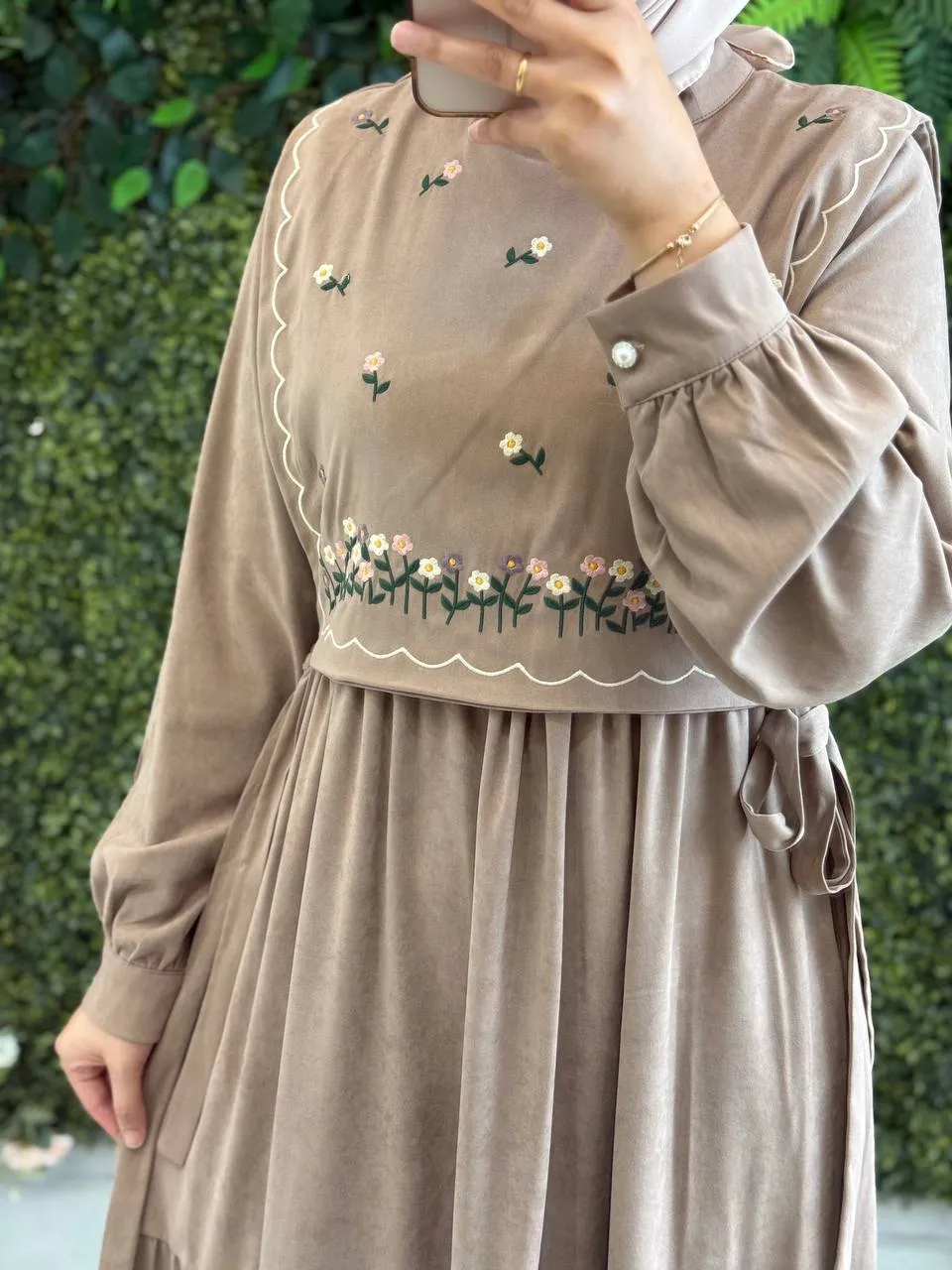 Robe faux daim 2pcs en couleur beige rosé