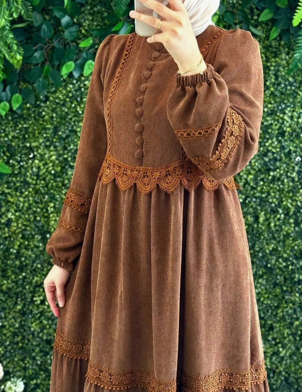Robe avec dentelle - marron