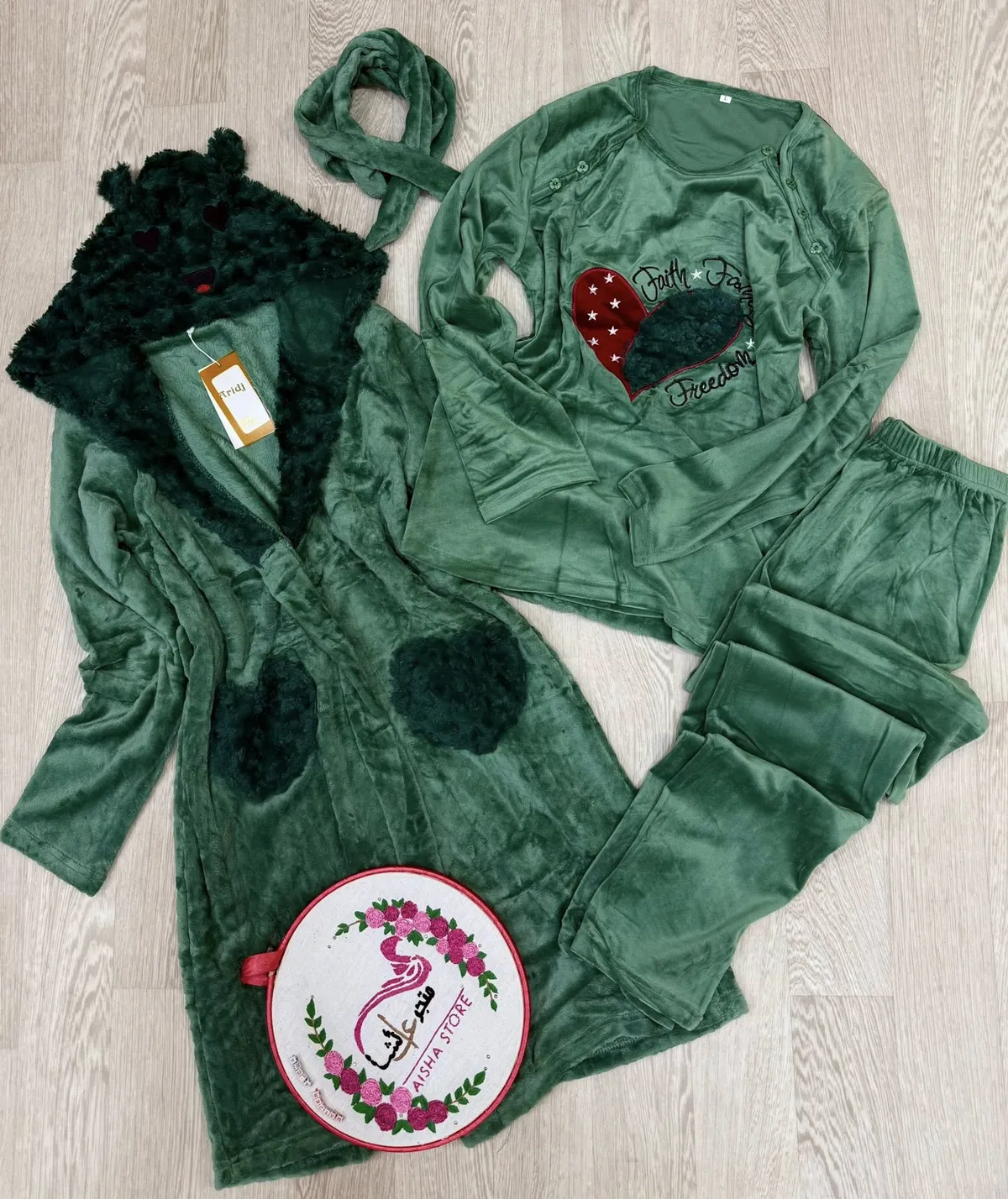 Pyjama  polaire 3pc velour - Vert
